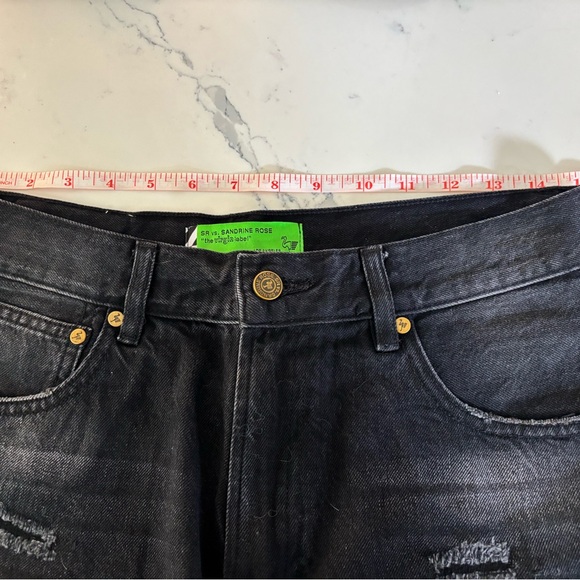 SR vs Sandrine Rose Black Denim Raw Hem Bermuda Shorts - Picture 5 of 7